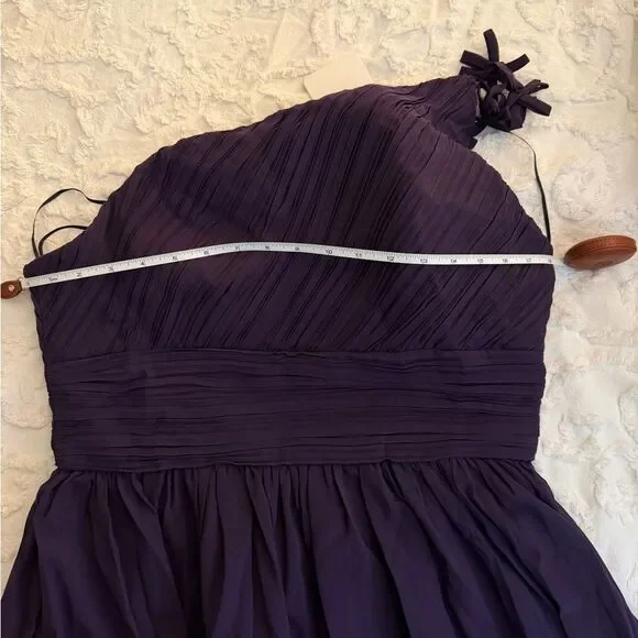 One-Shoulder High-waisted Chiffon Bridesmaid Prom Dress in Purple - size 14 NWT - Picture 6 of 7